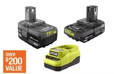 RYOBI ONE+ 18V Lithium-Ion Starter Kit with 4.0 Ah & 2.0 Ah Battery, and Charger