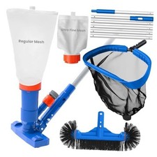  Pool Cleaning Kit with Spa Jet Vacuum Cleaner, 8-Foot Pole, Leaf Rake Net & 
