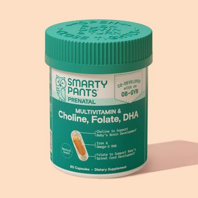 Smarty Pants Prenatal Multivitamin Choline Folate DHA Iron 60 Capsules