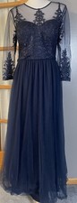 90s Floral Embroidery Evening Gown US 12 Sheer Beaded Cut Out Tulle Prom Formal