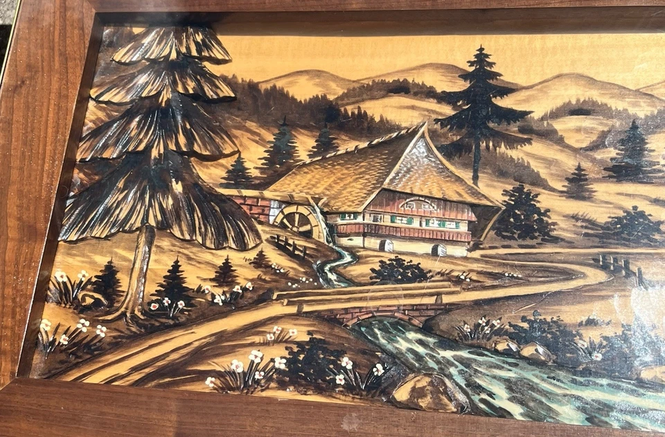 Rare Vintage Hand Carved Black Forest German Coffee & End Tables W/ Glass Top. - Image 4 of 4