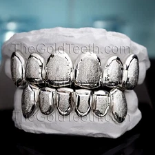Custom Grillz .925 Sterling Silver Diamon Dust Handmade Real Grill Teeth