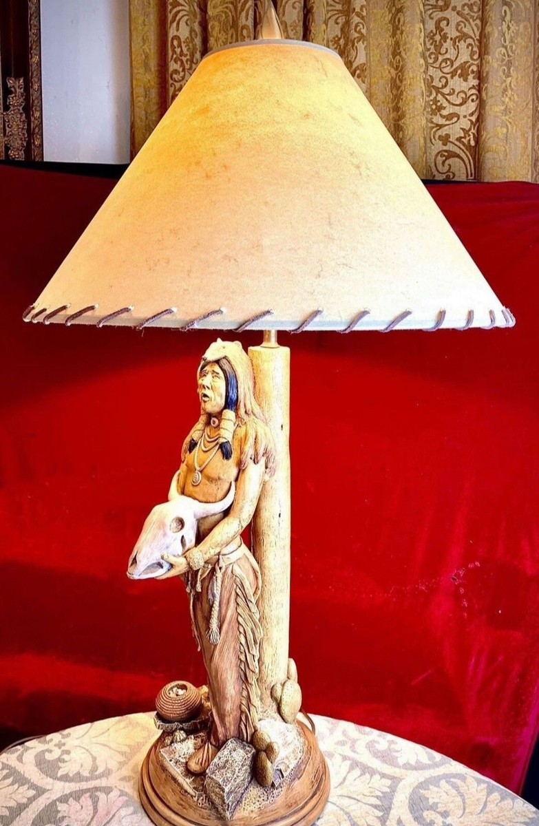 Rare Collectible Accent Lamp native american sculpture by apsit