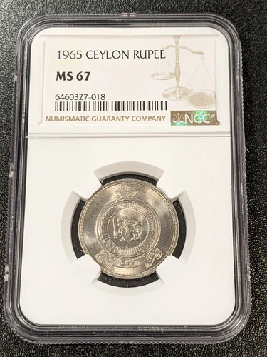 1965 MS67 Ceylon Rupee  NGC KM 133 TOP GRADE