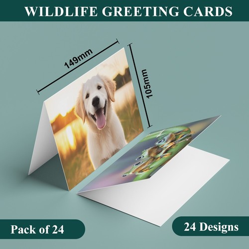 Pack of 24 British Wildlife Greeting Eco-friendly Cards Blank Cards Envelopes - Picture 2 of 6