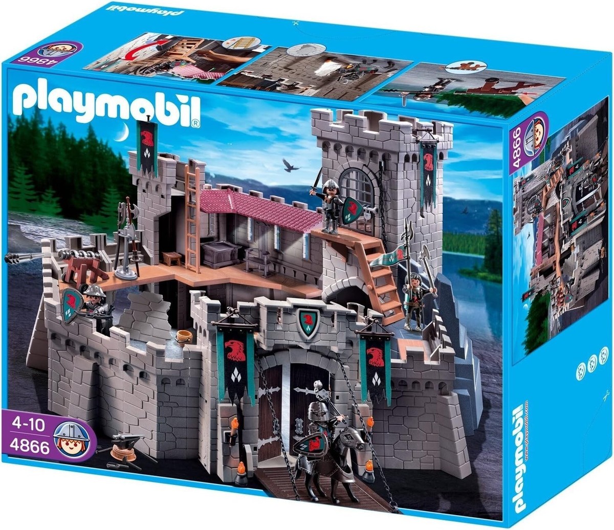 PLAYMOBIL MOYEN-AGE MÉDIÉVAL Chevalier Figurine Hache Gris Bleu Noir
