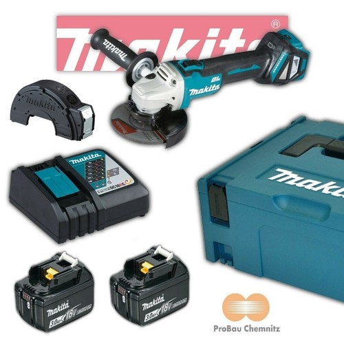 Meuleuse d'angle sans fil HEBERUCK, compatible avec batterie Makita 18 V, moteur sans brosse, protection de disque, 125 mm, 3 vitesses 8000 tr/min (outil seul