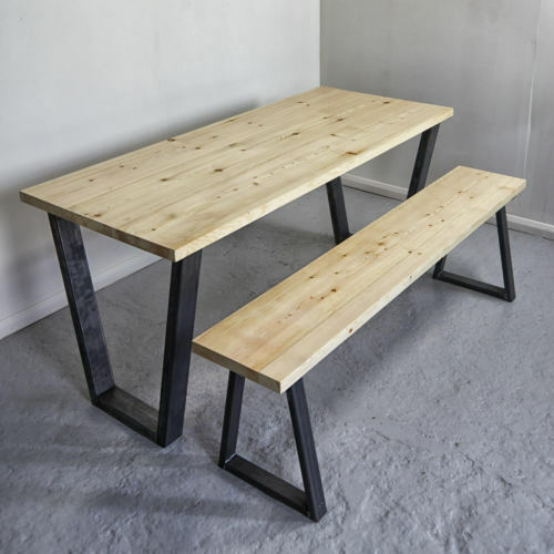 Juego de 2 mesas de acero en forma de U - escritorio - patas de banco - recubiertas de polvo - patas horquilla