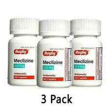 3xRugby Meclizine 12.5mg Tablet Generic Bonine Travel Sickness 100ct 2/26