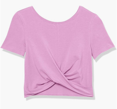 Core10 Amazon Essentials Womens Pima Cotton Blend Knot Front Yoga T-Shirt M Pink