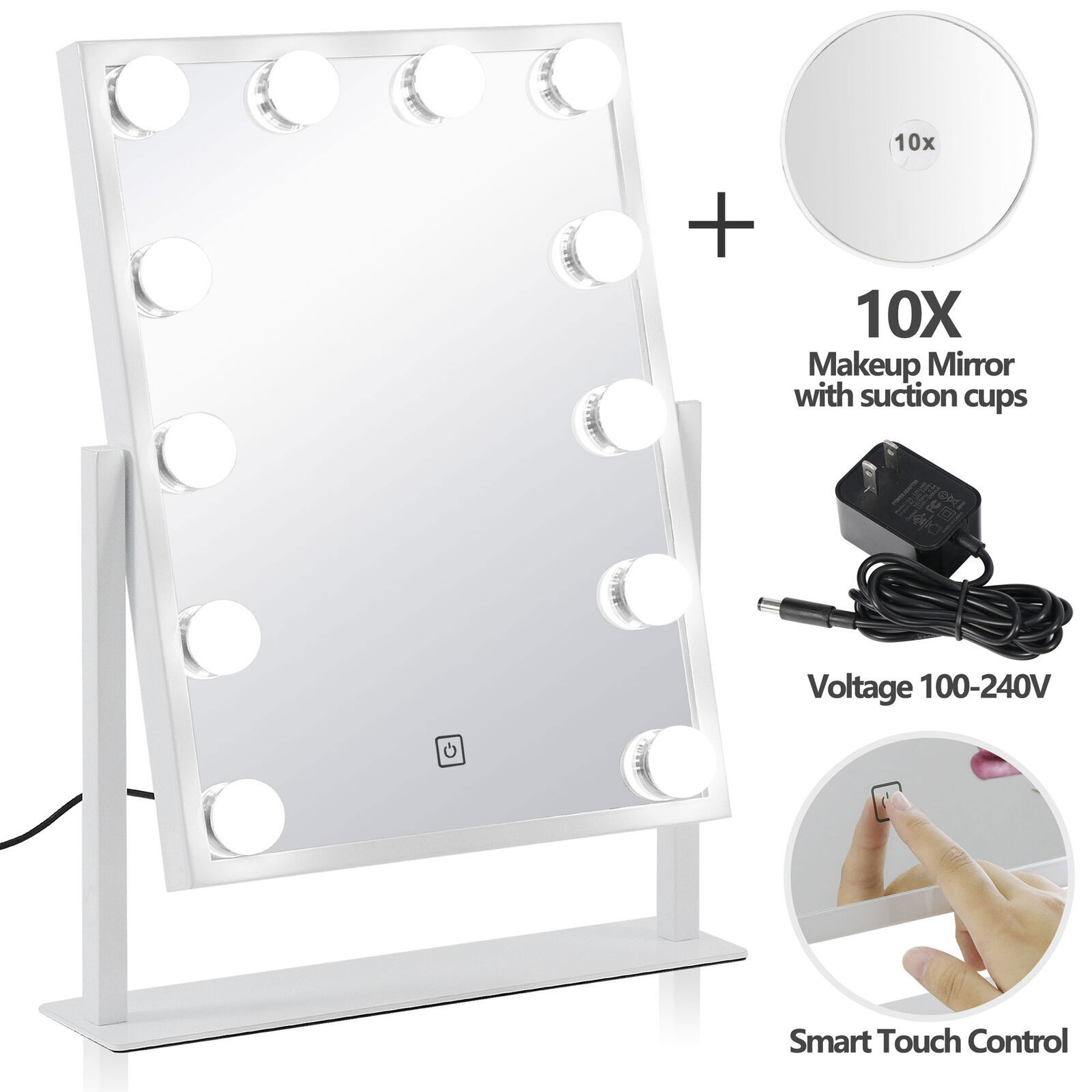 Hollywood Style Vanity Mirror with 12 LED Lights Tabletop Makeup Mirror  -image