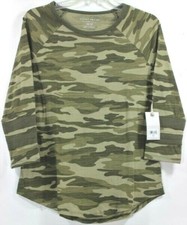 Lucky Brand Camo Camouflage 3/4 Sleeve Athletic Womens Top