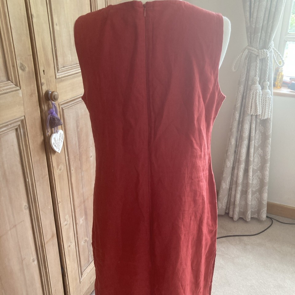 Coté Femme Red Linen Shift Dress Size 16 eBay
