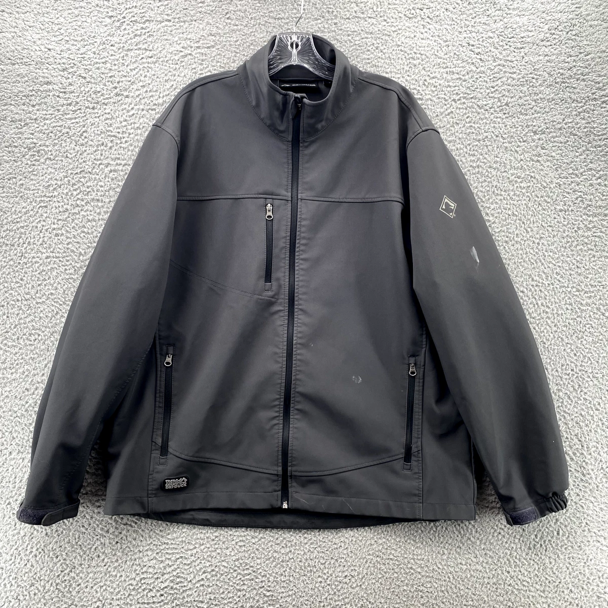 DDX Dri Duck Jacket Adult XL Grey Zip Lined Soft Shell Rain Wind