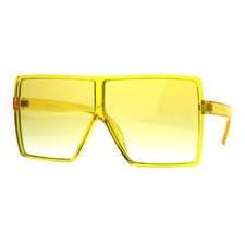 Oversized Square Sunglasses Fashion Trendy Festival Shades Women Yellow Lens XXL