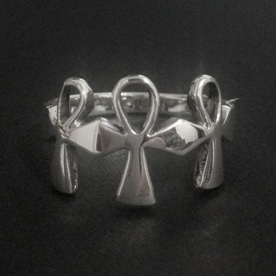 Größe 6 ~ 9 - 3 ANKH Symbol Link Sterlingsilber Ring - hochglanzpoliert - ägyptisches Symbol