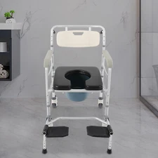 Bedside Commode Chair Rolling Shower Wheelchair Height Adjustable Toilet Chair