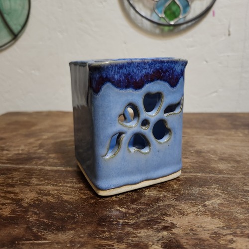 Handmade Pottery SMP Tennessee Smokey Mountain Pottery Blue Votive Candle Holder - Picture 3 of 8