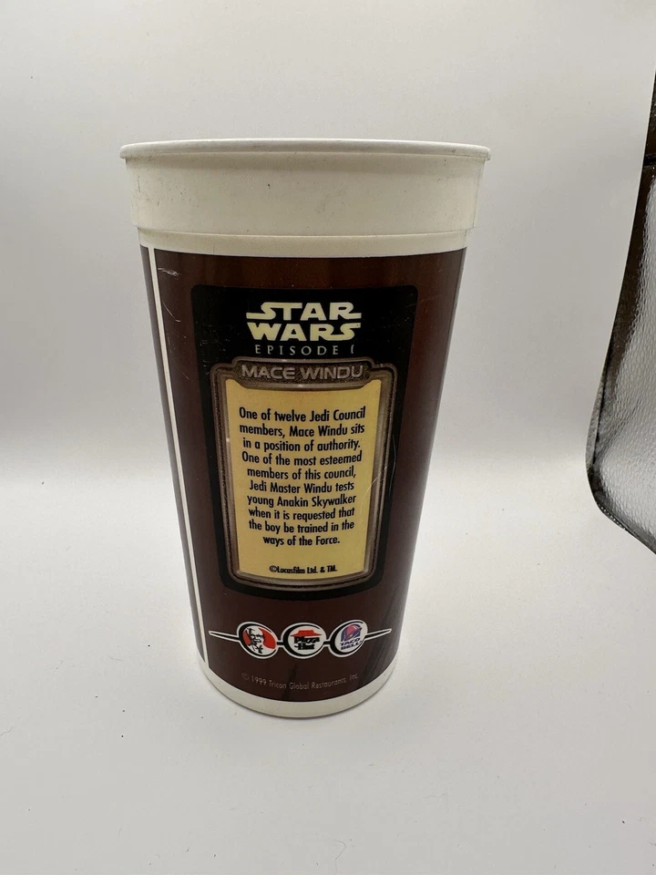 Star Wars Episodio I Mace Windu Cup & Topper 1999 Promo Pizza Hut Taco Bell Foto 3 de 3