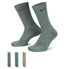 Nike Men's 3 Pack Green Crew Socks Large 8-12 MSRP 22