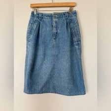 Vintage 90s Y2K Denim Midi Skirt Womens Medium Prairie Western Festival Bohemian