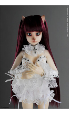 [Dollmore] Cat Wig, MSD, 18-20 cm 7-8 inch Long Laea Straight Wig (Wine)
