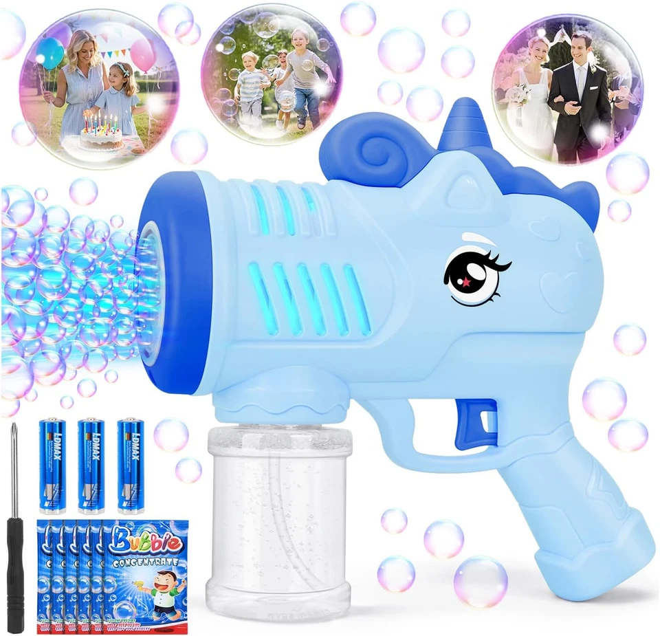 Seifenblasenmaschine Einhorn LED Seifenblasenpistole Kinder Seifenblasen Pistole
