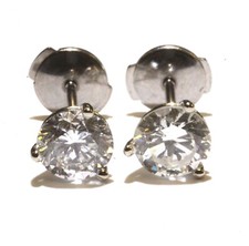 GIA 14k white gold 1.79ct SI2 E G round diamond martini stud earrings NATURAL