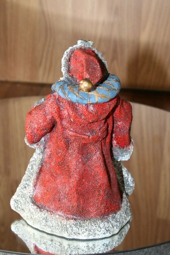 Vintage klassischer alter Weihnachtsmann mit Ranzen Schneemann 6,25 x 4,5 cm Figur - Bild 3 von 8