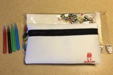 Pencil Case Doodle Case Customize Your Case 4 markers, White Zippered Bag School