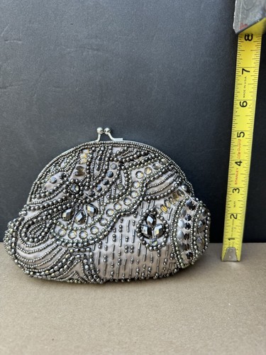 Davids Bridal Asymmetrical Beaded Handbag Wedding Bridesmaid Bride Purse - Picture 5 of 5