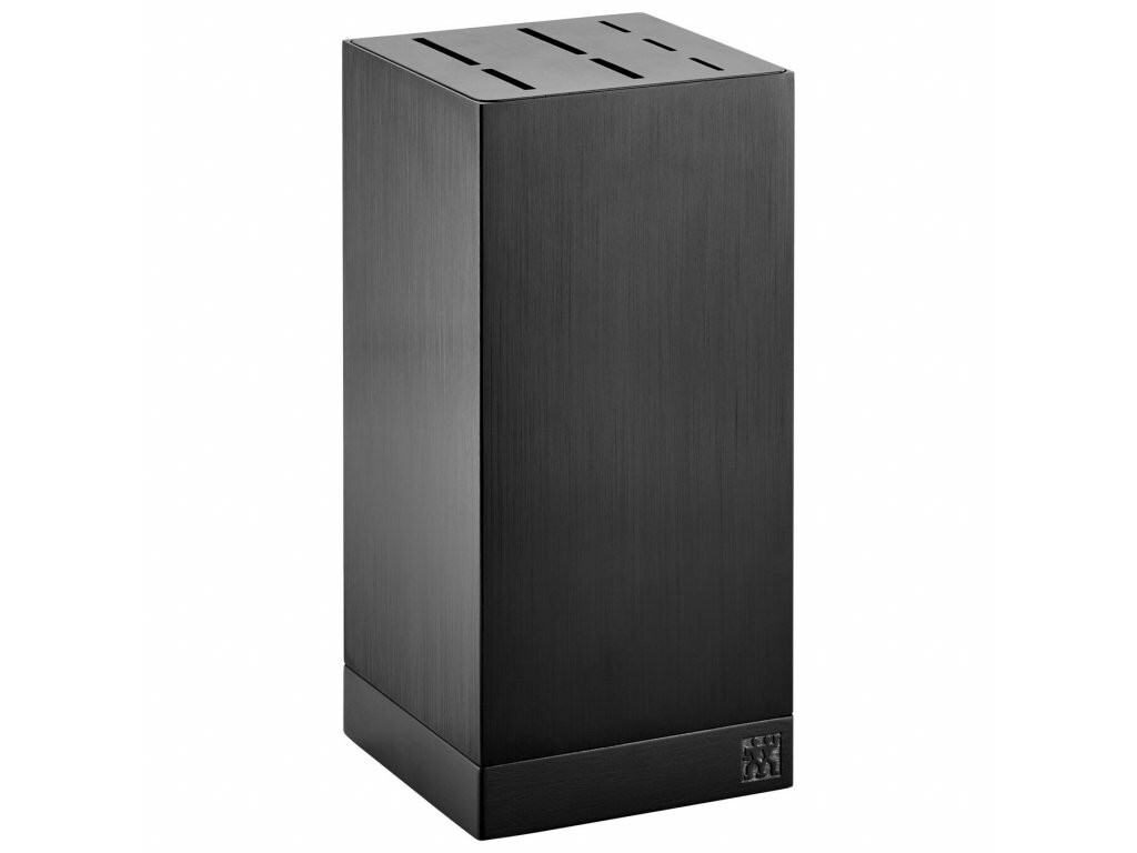 Couteaux de cuisine rangés dans le bloc Zwilling en alu noir mat