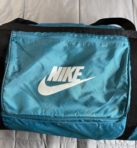 Nike Vtg Duffle Bag Teal Blue Swoosh Logo Gym Travel Big Large XL Hockey - Picture 4 of 19