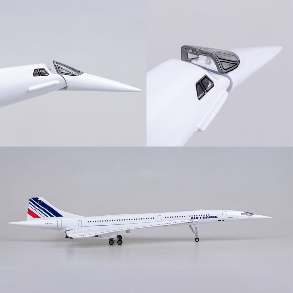 1/125 Air France Concorde Airplane Model With Lights Resin Plane