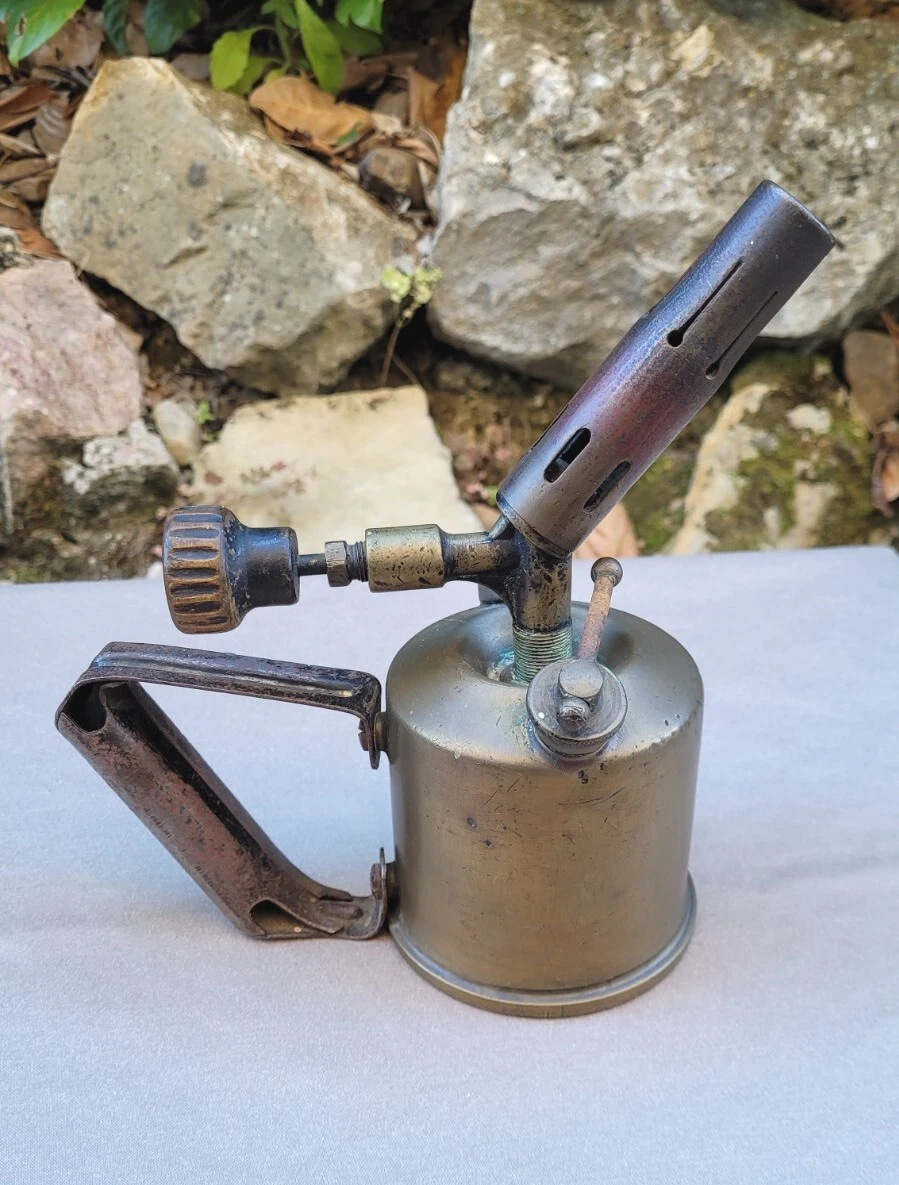 Lampe à Souder Ancienne LG Rapide Expresse – Chalumeau Essence Français En Fer Et Laiton
