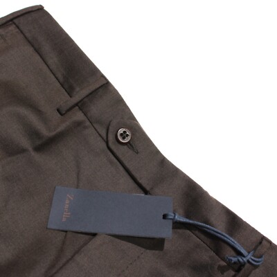 Zanella Platinum NWT Dress Pants Size 36 US Parker In Dark Brown 100% Wool