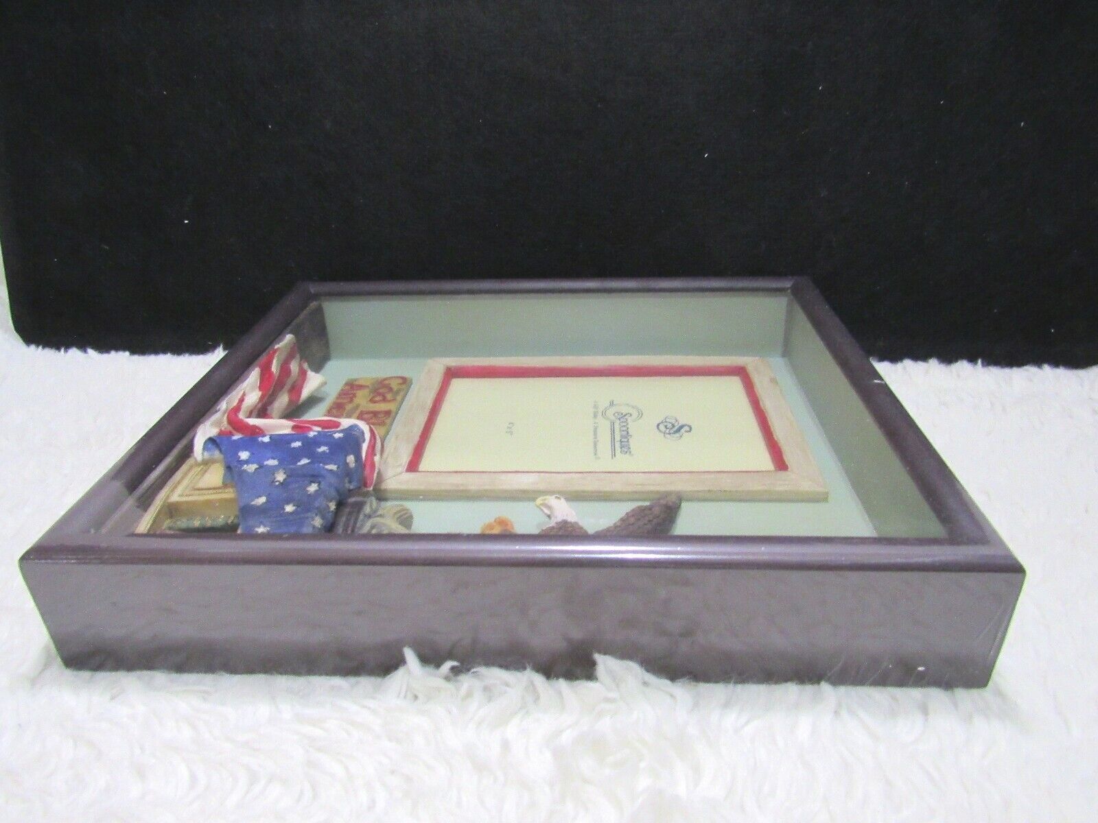 Spoontiques God Bless America Shadowbox Eagle and Flag Picture Frame, Home Decor