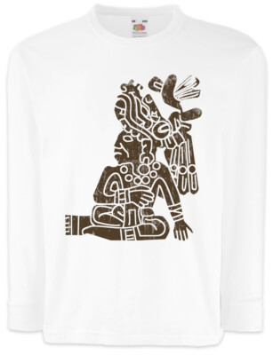 Aztec Man I Kinder Langarm T-Shirt Azteken Azteke Tätowierer Tattoo Indianer