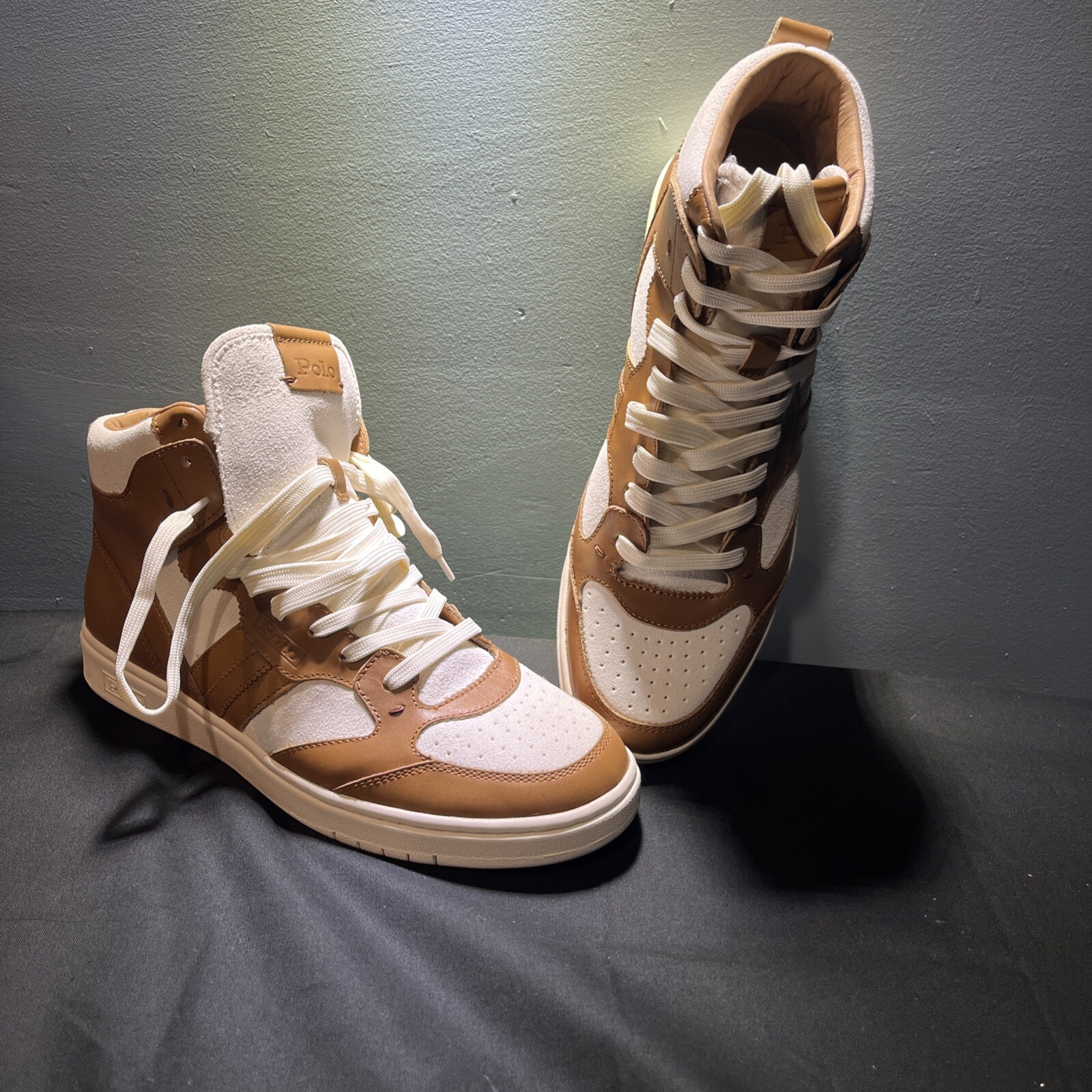 Scarpe Polo Ralph Lauren uomo taglia 9 5 CRT alte pelle mucca scamosciata pony nuove