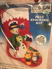Design Works Craft Felt Christmas Stocking Kit 5016 Snowman and Children 