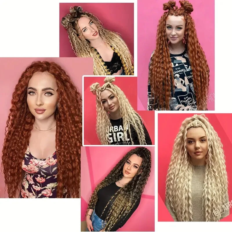 Black Double Curly Ended Dreadlocks Extensions 24inch Soft Boho Locs 10/20/30s - Image 2 of 4