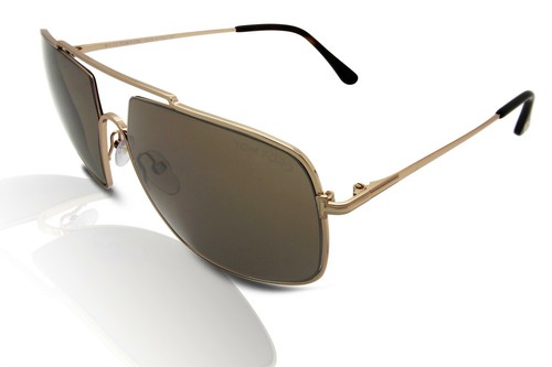 Tom Ford FT0585 Aiden-02 Uomo Occhiali da Sole 28E Lucido Rosa Oro/Marrone  | eBay