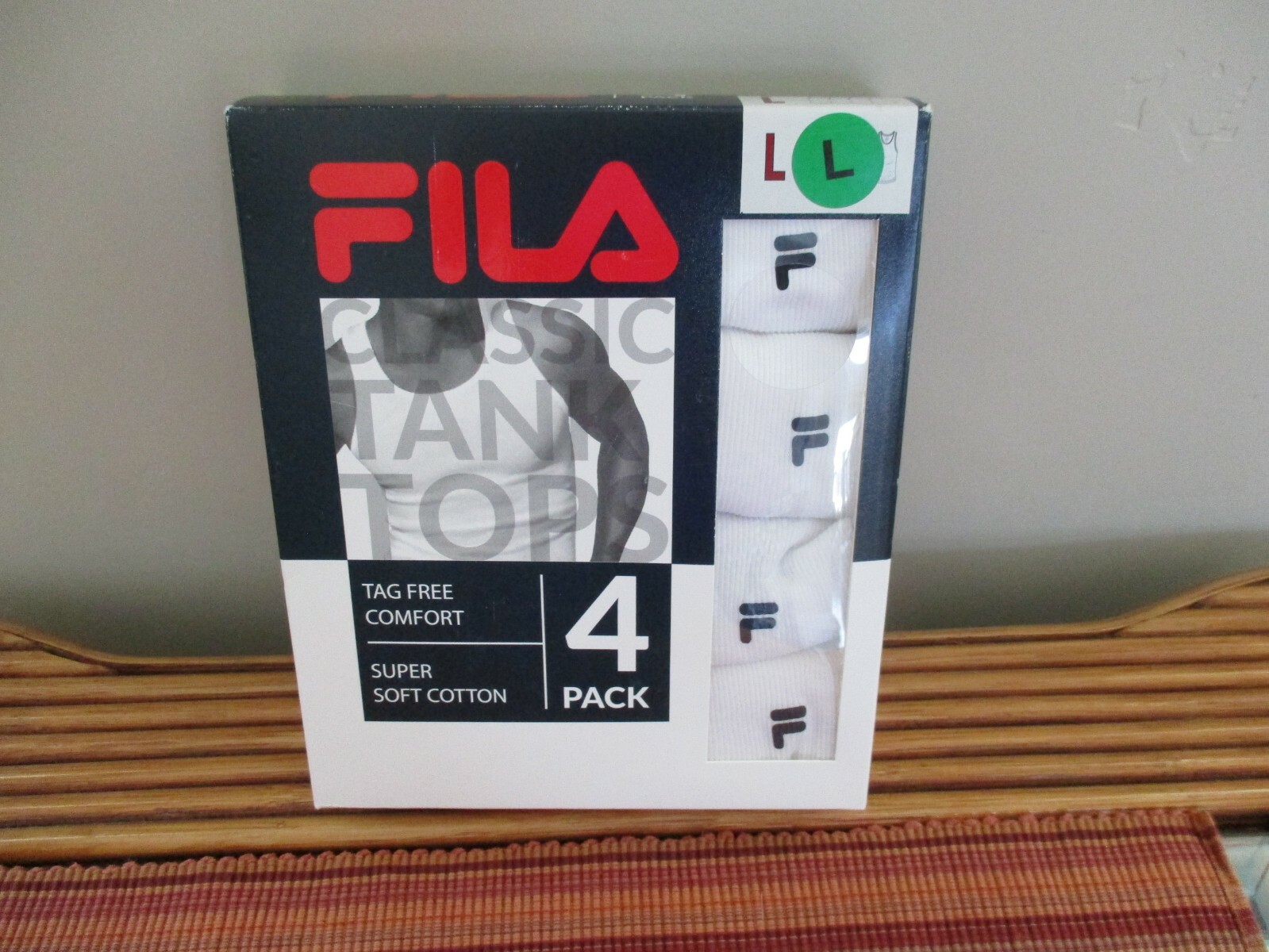 BNIP FILA 4pk Canotta Classica 100% Cotone Uomo Bianco Taglia L (42 44) Senza Etichetta