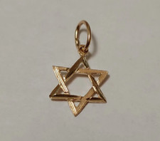 New 14k Yellow Gold Small Star of David Charm Pendant