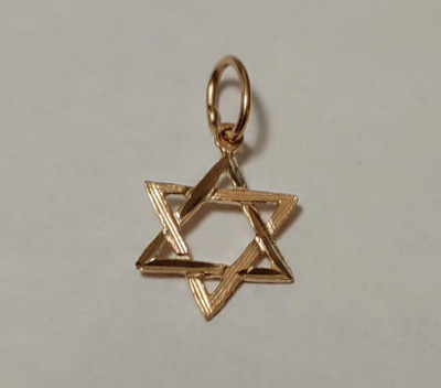 Neu 14k Gelbgold kleiner Davidstern Charm Anhänger