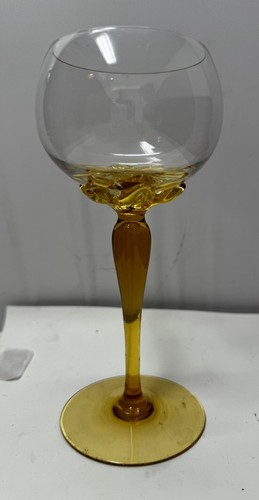Vintage Bohemian Golden Amber Stems With Claw Grip Wine / Hock Glasses - VGC X6 - Picture 2 of 12