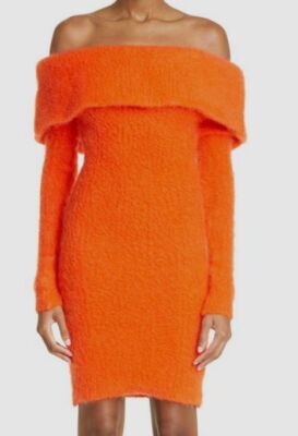 orange off the shoulder sweater dress CLEARANCE