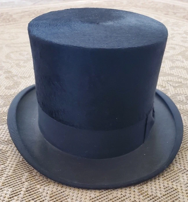 Sombrero de copa vintage de piel negro talla 7-1/8 Foto 4 de 4