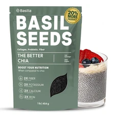 Basil Seeds Organic for Eating | 2X More Fiber than Chia | Nutrition-Packed Edib