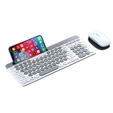 Wireless Keyboard and Mouse Combo with Phone Tablet Holder for Windows iPad